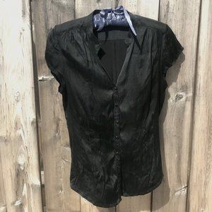 Express Black Silk Cap Sleeve Blouse EUC